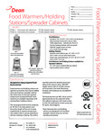 Spec Sheet for Dean 15MC Spreader Cabinet for Fryers