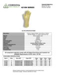 Spec sheet for Cordova gloves