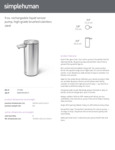 Simplehuman ST1043 9 oz. Brushed Stainless Steel Soap / Sanitizer Dispenser Simplehuman ST1043 9 oz. Brushed Stainless Steel Soap / Sanitizer Dispenser