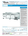 True TWT-93D-2-HC Spec Sheet True TWT-93D-2-HC Spec Sheet