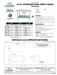 Advance Tabco TTS Series Tables Spec Sheet Advance Tabco TTS Series Tables Spec Sheet
