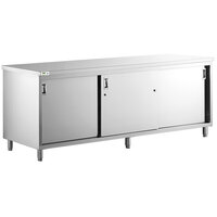 Regency 24" x 96" 16 Gauge Type 304 Stainless Steel Enclosed Base Table with Sliding Doors and Adjustable Midshelf