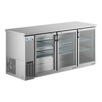 Avantco UBB-378-G-HC-S 79" Stainless Steel Counter Height Glass Door Back Bar Refrigerator with LED Lighting