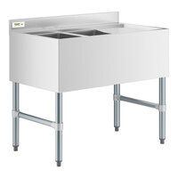 Regency 36" x 21" Two Bowl Underbar Sink with 11 3/4" Right Drainboard