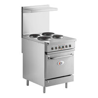 Cooking Performance Group ER24-208-3 24" 4-Burner Electric Range with Space Saver Oven - 208V, 3 Phase