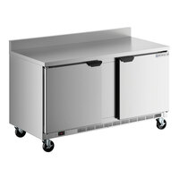 Beverage-Air WTR60AHC-FIP 60" Two Door Worktop Refrigerator with 4" Foamed-In-Place Backsplash