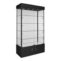 40" x 18" x 73" Glass 4-Shelf Locking Display Showcase with LED Lighting and Locking Cabinet Base