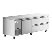 Avantco SS-UD-3RG 93" Stainless Steel Extra Deep Undercounter Refrigerator with 4 Right Drawers and 1 Door