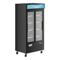 Avantco GDS-33-HCB 40" Black Customizable Sliding Glass Door Merchandiser Refrigerator with LED Lighting