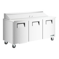 True TSSU-72-18-HC 72 3/8" 3 Door Refrigerated Sandwich Prep Table