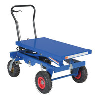 Vestil 40" x 20 1/2" Blue Steel Rough-Terrain Hydraulic Elevating Cart with 21 1/2"-43 3/4" Lift and 1,500 lb. Capacity CART-PN-1500