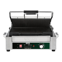 Waring WPG250TX Panini Supremo Grooved Top & Bottom Panini Sandwich Grill with Timer - 14 1/2" x 11" Cooking Surface - 120V, 1,800W