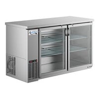Avantco UBB-60G-HC-S 60" Stainless Steel Counter Height Narrow Glass Door Back Bar Refrigerator with LED Lighting
