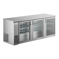Avantco UBB-4G-HC 90" Stainless Steel Counter Height Glass Door Back Bar Refrigerator with LED Lighting