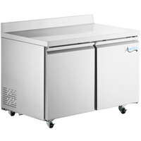 Avantco SS-WT-48R-HC 48" Two Door Stainless Steel ADA Height Worktop Refrigerator with 3 1/2" Backsplash