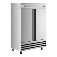 Avantco SS-2F-HC 54" Stainless Steel Two Section Solid Door Reach-In Freezer