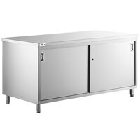 Regency 30" x 72" 16 Gauge Type 304 Stainless Steel Enclosed Base Table with Sliding Doors and Adjustable Midshelf