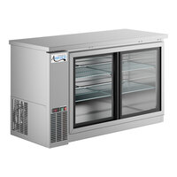 Avantco UBB-60S-HC 60" Stainless Steel Counter Height Narrow Sliding Glass Door Back Bar Refrigerator with LED Lighting