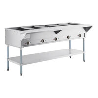 ServIt Five Pan Open Well Electric Steam Table with Adjustable Undershelf - 208/240V, 3750W