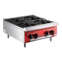 Avantco Chef Series CAG-R-4-24 24" 4 Burner Gas Countertop Range - 100,000 BTU