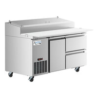 Avantco SSPPT-260B 60" 1 Door Refrigerated Pizza Prep Table with 2 Drawers