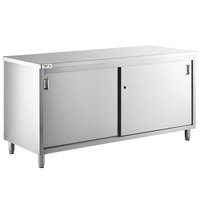 Regency 24" x 72" 16 Gauge Type 304 Stainless Steel Enclosed Base Table with Sliding Doors and Adjustable Midshelf