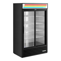 True GDM-41-HC-LD 47 1/8" Black Refrigerated Sliding Glass Door Merchandiser with LED Lighting