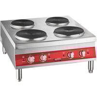 Avantco CER-400 4-Burner Solid French-Style Countertop Electric Range - 208/240V, 4200/5600W