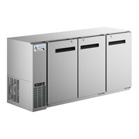 Avantco UBB-72-GT-S 73" Stainless Steel Underbar Height Narrow Solid Door Back Bar Refrigerator with Galvanized Top and LED Lighting