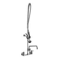 Equip by T&S 5PR-8W12 Wall Mounted 35 3/4" High Pre-Rinse Faucet with 8" Adjustable Centers, 44" Hose, 12 1/8" Add-On Faucet, and 6" Wall Bracket