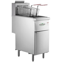 MainStreet Equipment Liquid Propane 40 lb. Stainless Steel Floor Fryer - 90,000 BTU