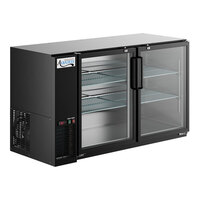 Avantco UBB-60-GT-G 60" Black Underbar Height Narrow Glass Door Back Bar Refrigerator with Galvanized Top and LED Lighting