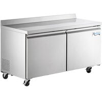 Avantco SS-WT-60R-HC 60" Two Door Worktop Refrigerator with 3 1/2" Backsplash