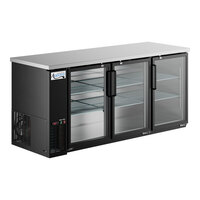 Avantco UBB-378-G-HC 78" Black Counter Height Glass Door Back Bar Refrigerator with LED Lighting