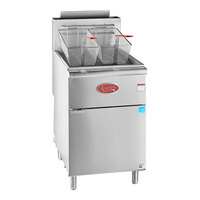 Avantco F5-ES-N 65-70 lb. Natural Gas Stainless Steel Floor Fryer - 100,000 BTU