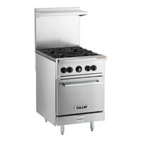 Vulcan 24S-4BN Endurance Natural Gas 4 Burner 24" Range with Standard Oven Base - 143,000 BTU