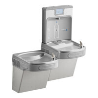 Zurn Elkay LZSTL8WSLK ezH20 8 GPH Light Gray Hands-Free Filtered Bottle Filling Station with Versatile Bi-Level Vandal-Resistant Drinking Fountain - Chilled
