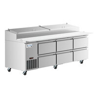 Avantco SSPPT-3H 94" 6 Drawer Refrigerated Pizza Prep Table