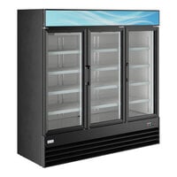 Avantco GDC-69-HC 78 1/4" Black Customizable Swing Glass Door Merchandiser Refrigerator with LED Lighting