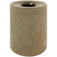 Wausau Tile TF1151 39 Gallon Concrete Round Trash Can with Aluminum Funnel Top