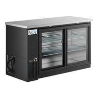 Avantco UBB-60S-HC 60" Black Counter Height Narrow Sliding Glass Door Back Bar Refrigerator with LED Lighting