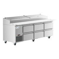 Avantco SSPPT-3H 94" 6 Drawer Refrigerated Pizza Prep Table