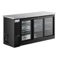 Avantco UBB-72S-HC 73" Black Counter Height Narrow Sliding Glass Door Back Bar Refrigerator with LED Lighting