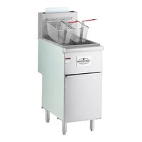 MainStreet Equipment Liquid Propane 40 lb. Stainless Steel Floor Fryer - 90,000 BTU