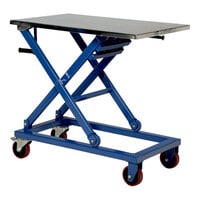 Vestil 37 7/16" x 23 5/8" Blue Steel Manual Scissor Lift Cart with 18"-40" Lift and 660 lb. Capacity CART-660-M