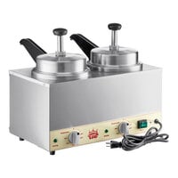 Carnival King HSPW35DBL Double 3.5 Qt. Warmer with Heated Spouts and Pumps - 120V, 1100W