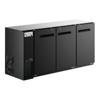 Avantco UBB-72-GT 73" Black Underbar Height Narrow Solid Door Back Bar Refrigerator with Galvanized Top and LED Lighting