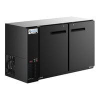 Avantco UBB-60-GT 60" Black Underbar Height Narrow Solid Door Back Bar Refrigerator with Galvanized Top and LED Lighting