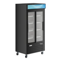 Avantco GDS-33-HCB 40" Black Customizable Sliding Glass Door Merchandiser Refrigerator with LED Lighting