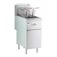 MainStreet Equipment Liquid Propane 50 lb. Stainless Steel Floor Fryer - 120,000 BTU